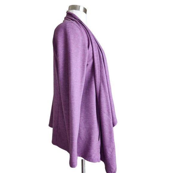 LOGO Lounge Lori Goldstein Open Front Waterfall Cardigan Jacket Size M Purple - Picture 5 of 12